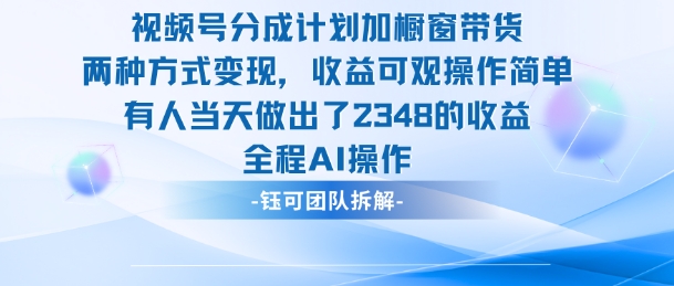 新玩法,视频号分成计划+橱窗带货,有人当天做出了2348的收益 - 严选资源大全