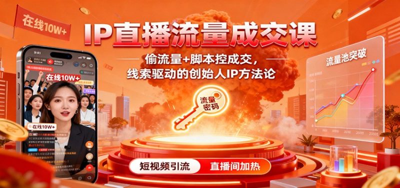 IP直播流量成交课:偷流量+脚本控成交,线索驱动的创始人IP方法论 - 严选资源大全 - 严选资源大全