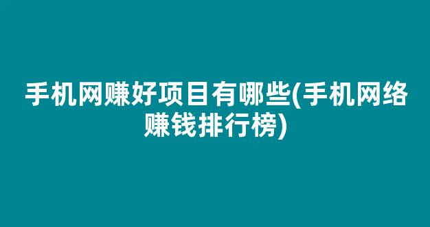 手机网赚好项目有哪些(手机网络赚钱排行榜) - 严选资源大全 - 严选资源大全