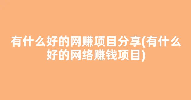 有什么好的网赚项目分享(有什么好的网络赚钱项目) - 严选资源大全