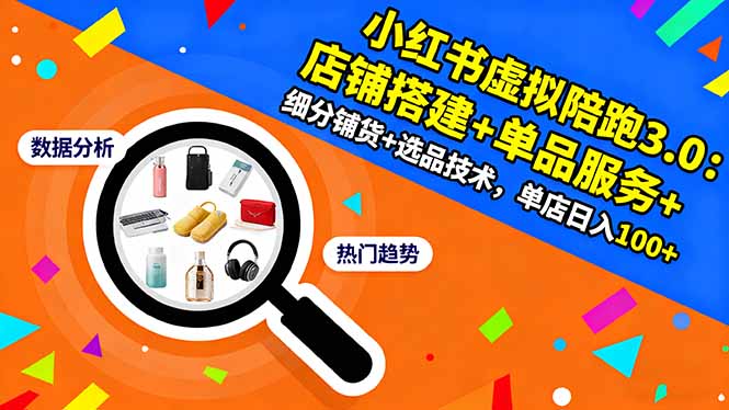 小红书虚拟陪跑3.0：店铺搭建+单品服务+细分铺货+选品技术，单店日入100+ - 严选资源大全