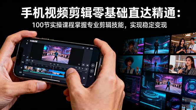 手机视频剪辑零基础直达精通：100节实操课程掌握专业剪辑技能，实现稳… - 严选资源大全