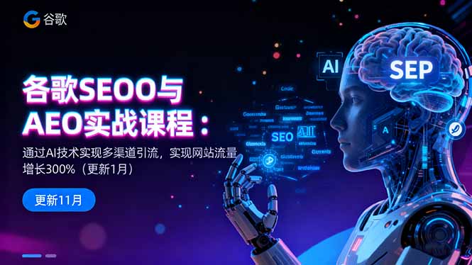 谷歌SEO与AEO实战课程：通过AI技术实现多渠道引流，实现网站流量增长300% - 严选资源大全 - 严选资源大全