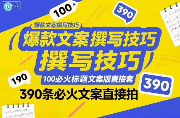 爆款文案撰写技巧，100个必火标题文案模版直接套，390条必火文案直接拍 - 严选资源大全