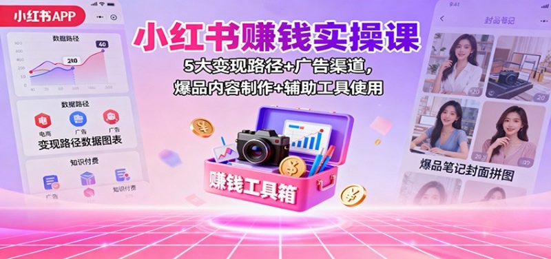 小红书赚钱实操课:5大变现路径+广告渠道,爆品内容制作+辅助工具使用 - 严选资源大全 - 严选资源大全