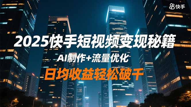 2025快手短视频变现秘籍,AI制作+流量优化,日均收益轻松破千 - 严选资源大全