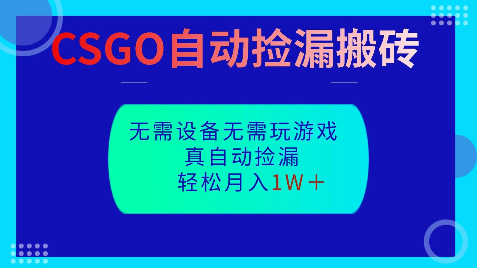 CSGO自动捡漏搬砖,当天操作当天见结果,无需了解游戏,包教包会包落地 - 严选资源大全