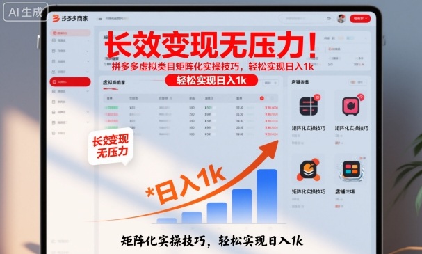 长效变现无压力！拼多多虚拟类目矩阵化实操技巧，轻松实现日入1k【揭秘】 - 严选资源大全