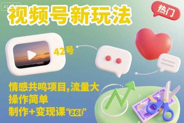 视频号新玩法，情感共鸣项目，流量大，操作简单，制作+变现课 - 严选资源大全 - 严选资源大全