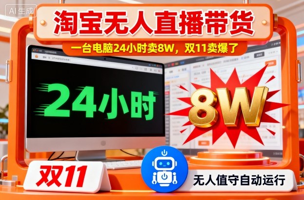 淘宝无人直播带货,一台电脑214小时卖8W,双11卖爆了【揭秘】 - 严选资源大全
