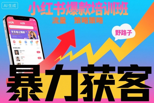 小红书爆款培训班，小红书获客野路子流量打法，暴力持续获客 - 严选资源大全 - 严选资源大全