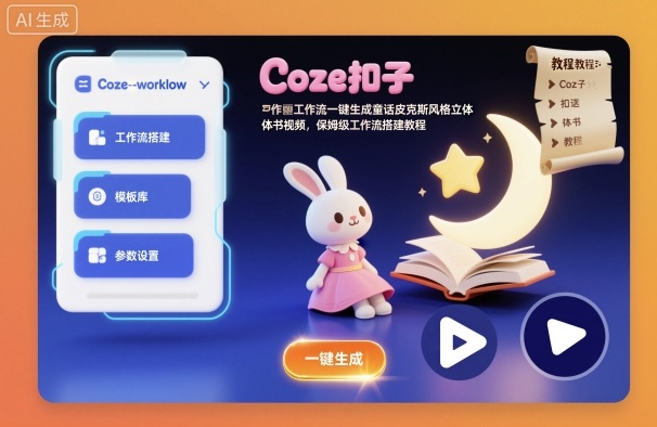 Coze扣子工作流一键生成童话皮克斯风格立体书视频,保姆级工作流搭建教程 - 严选资源大全