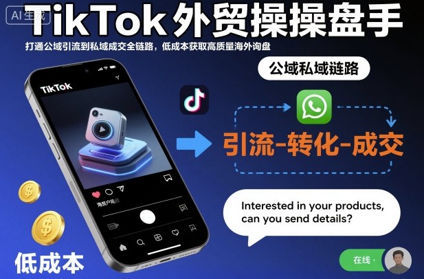 TikTok外贸操盘手，打通公域引流到私域成交全链路，低成本获取高质量海外询盘 - 严选资源大全 - 严选资源大全