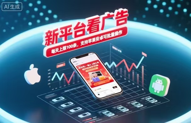 新台看广告，养好机一条5毛到5块，单机日入30到100，支持苹果安卓，可批量操作。 - 严选资源大全