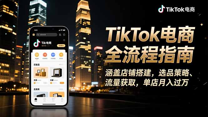 TikTok电商全流程指南,涵盖店铺搭建、选品策略、流量获取,单店月入过万 - 严选资源大全