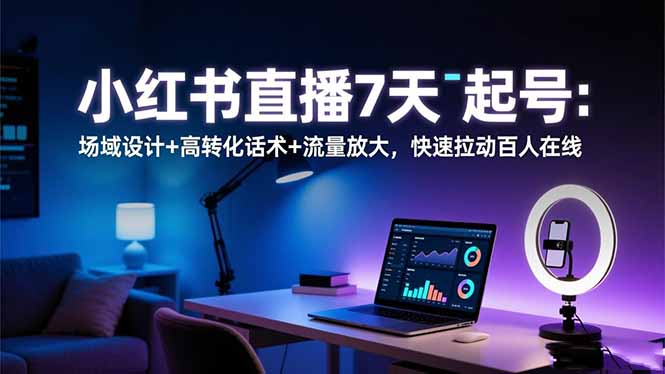 小红书直播7天起号：场域设计+高转化话术+流量放大，快速拉动百人在线 - 严选资源大全