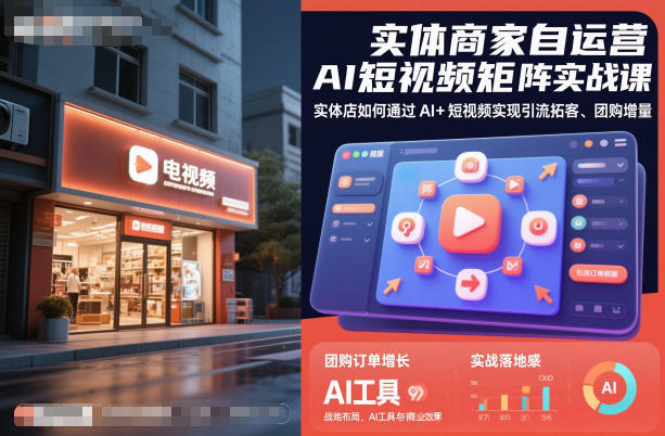 实体商家自运营AI短视频矩阵实战课，实体店如何通过AI+短视频实现引流拓客、团购增量 - 严选资源大全