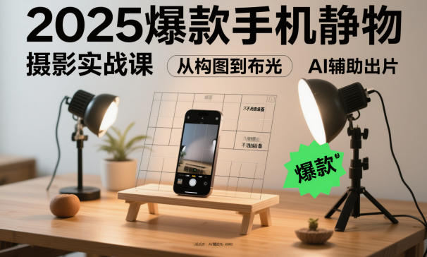 2025爆款手机静物摄影实战课，从构图到布光，不用贵设备，AI辅助出片 - 严选资源大全