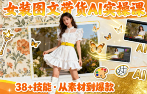 女装图文带货的AI实操课，覆盖38个实用技能，快速提升素材制作效率 - 严选资源大全