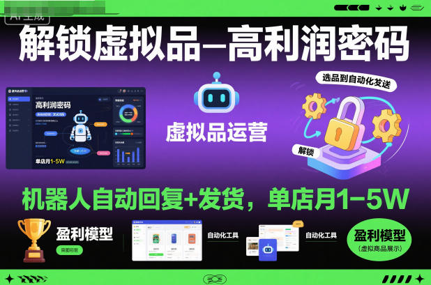 解锁虚拟品高利润密码:机器人自动回复+发货,单店月1-5W【揭秘】 - 严选资源大全