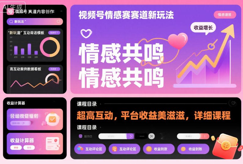 视频号情感赛道新玩法，超高互动，平台收益美滋滋，详细课程 - 严选资源大全