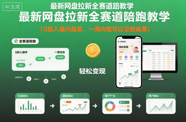 最新网盘拉新全赛道陪跑教学，0投入操作简单，一周内就可以见到成果 - 严选资源大全