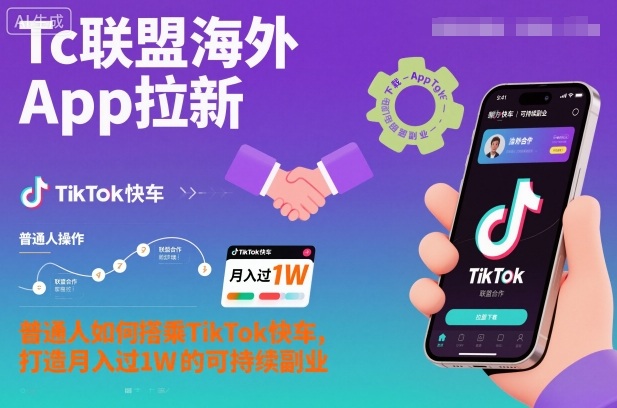 Tc联盟海外App拉新：普通人如何搭乘TikTok快车，打造月入过1W的可持续副业 - 严选资源大全