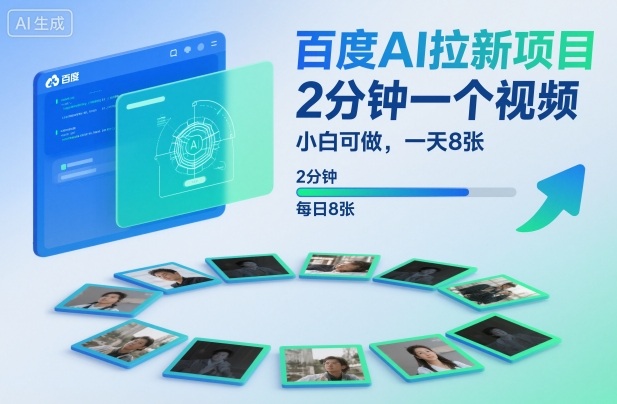 百度AI拉新项目,2分钟一个视频,小白可做,一天8张【附案例+保姆级教程】 - 严选资源大全