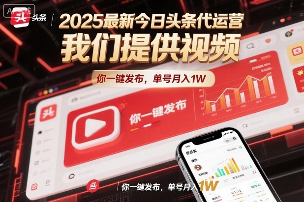 2025最新今日头条代运营，我们提供视频，你一键发布，单号月入1W【揭秘】 - 严选资源大全