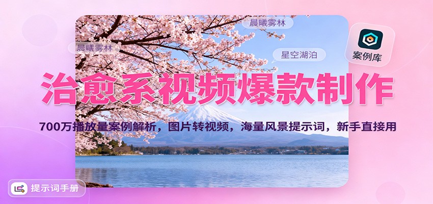 治愈系视频爆款制作，700万播放量案例解析，图片转视频，海量风景提示词，新手直接用 - 严选资源大全