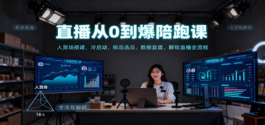 直播从0到爆陪跑课：人货场搭建，冷启动，排品选品，数据复盘，解锁直播全流程 - 严选资源大全