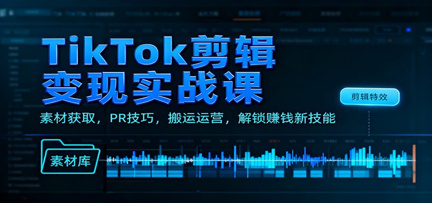 TikTok剪辑变现实战课：素材获取，PR技巧，搬运运营，解锁赚钱新技能 - 严选资源大全