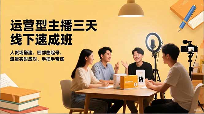 运营型主播三天线下班,人货场搭建,四部曲起号,流量实时应对,手把手带练 - 严选资源大全