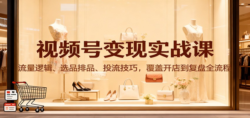 视频号变现实战课:流量逻辑、选品排品、投流技巧,覆盖开店到复盘全流程 - 严选资源大全