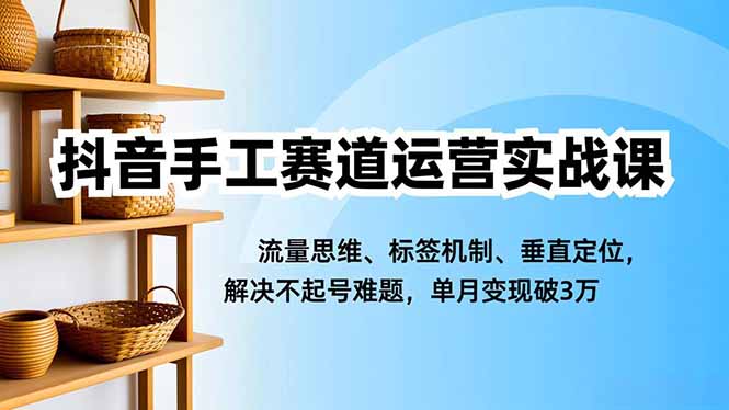 抖音手工赛道运营实战课,流量思维、标签机制、垂直定位,解决不起号难题,单月变现破3万 - 严选资源大全