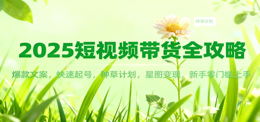 2025短视频带货全攻略：爆款文案，快速起号，种草计划，星图变现，新手零门槛上手 - 严选资源大全