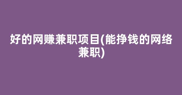 好的网赚兼职项目(能挣钱的网络兼职) - 严选资源大全