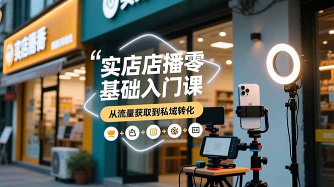 实体店播零基础入门课，实体店+短视频+直播+微信生态+私域社群，从流量获取到私域转化 - 严选资源大全