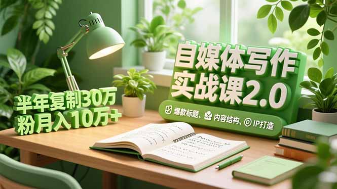 自媒体写作实战课2.0，爆款标题、内容结构、IP打造，半年复制30万粉月入10万+ - 严选资源大全