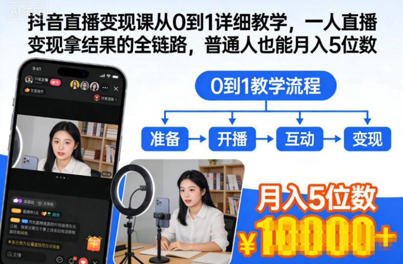 抖音直播变现课从0到1详细教学,一人直播变现拿结果的全链路,普通人也能月入5位数 - 严选资源大全 - 严选资源大全