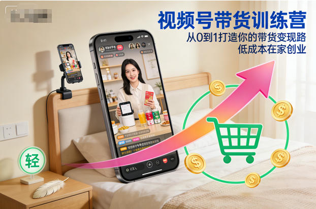 视频号带货训练营,从0到1打造你的带货变现路,低成本在家创业 - 严选资源大全