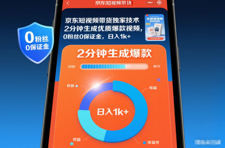 京东短视频带货独家技术，2分钟生成一条优质爆款视频，0粉丝0保证金，日入1k+【揭秘】 - 严选资源大全