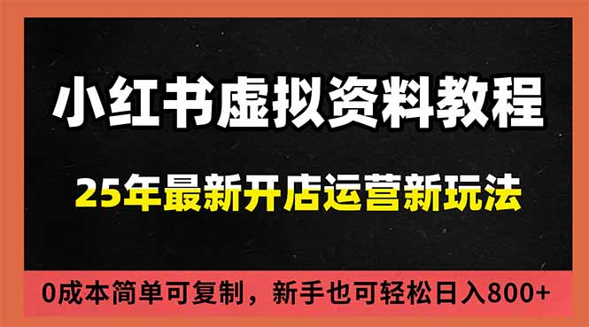 小红书虚拟资料项目:最新搜索流变现玩法,0成本简单可复制,一人多店打法,新手日入800+ - 严选资源大全