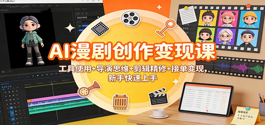 AI漫剧创作变现课：工具使用+导演思维+剪辑精修+接单变现，新手快速上手 - 严选资源大全