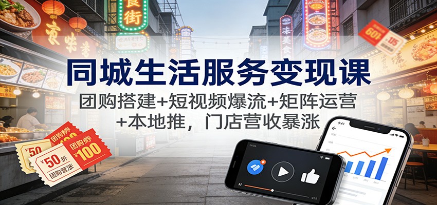 同城生活服务变现课：团购搭建+短视频爆流+矩阵运营+本地推，门店营收暴涨 - 严选资源大全