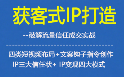 获客型IP打造,破解流量信任成,四类短视频布局+文案钩子指令创作IP三大信任状+IP变现四大模式 - 严选资源大全