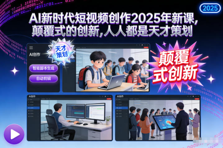 AI新时代短视频创作2025年新课，​颠覆式的创新，人人都是天才策划 - 严选资源大全