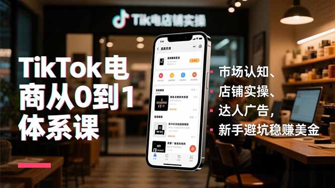 TikTok电商从0到1体系课，市场认知、店铺实操、达人广告，新手避坑稳赚美金 - 严选资源大全
