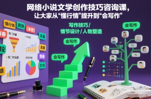 网络小说文学创作技巧咨询课,让大家从“懂行情”提升到”会写作”的高度 - 严选资源大全