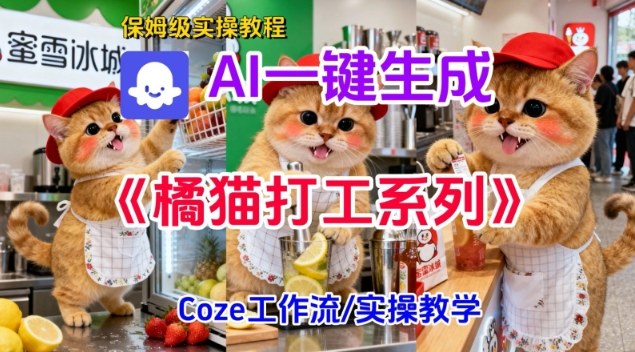 Coze扣子工作流一键生成胖橘猫打工短视频,保姆级实操搭建教学 - 严选资源大全